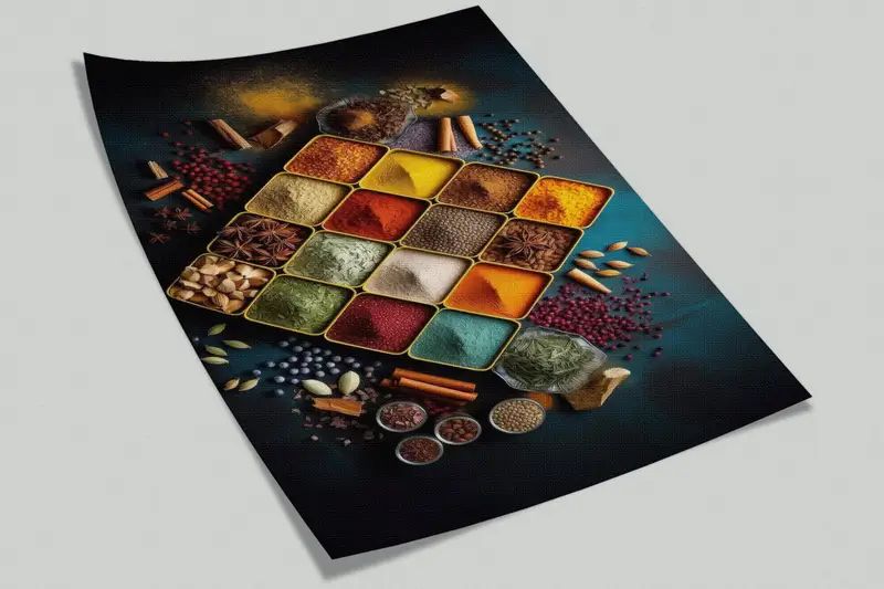 Gewürze Wandbild, moderne Wandabziehbilder, 3D -Papierwandkunst, Gewürzteller digital - 8