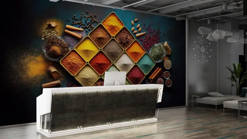 Gewürze Wandbild, moderne Wandabziehbilder, 3D -Papierwandkunst, Gewürzteller digital - 4