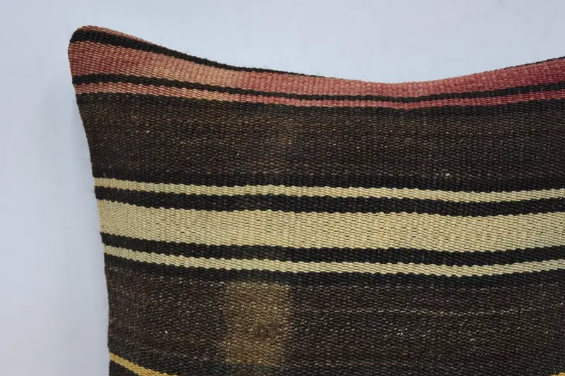 Vintage Kilim Pillow, Antique Pillows, Outdoor Patio Pillow, Southwestern Cushion Cover, Home Decor Pillow, Pillow Case, 16x16 Brown Pillow Cover - 2