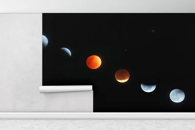 Moderne Wandtaste, Raumpapierkunst, Mondphasen Papierkunst, Digitalpapier Landschaft, 3D -Tapete, Mondwandmalerei, Dekor für Wand, - 11