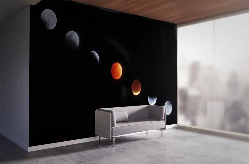Moderne Wandtaste, Raumpapierkunst, Mondphasen Papierkunst, Digitalpapier Landschaft, 3D -Tapete, Mondwandmalerei, Dekor für Wand, - 8