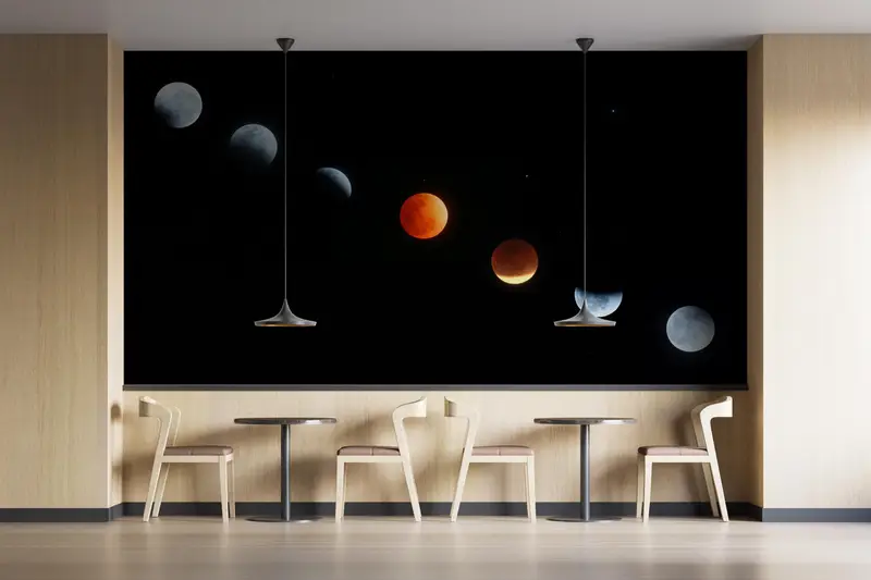 Moderne Wandtaste, Raumpapierkunst, Mondphasen Papierkunst, Digitalpapier Landschaft, 3D -Tapete, Mondwandmalerei, Dekor für Wand, - 14
