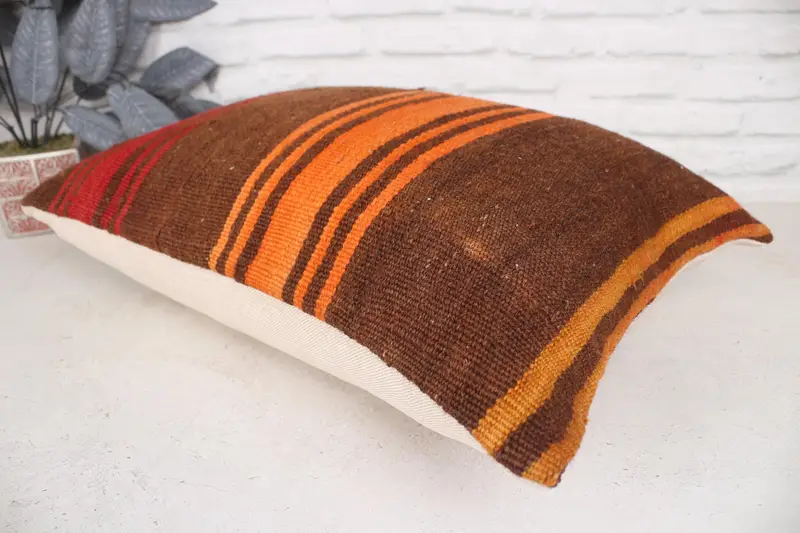 Boho Pillow Sham Cover, Floor Pillow, Boho Chic Cushion, 16x24 Brown Cushion, Turkish Pillow, Shabby Chic Pillow Cover, Cushion, Boho Pillow - 6