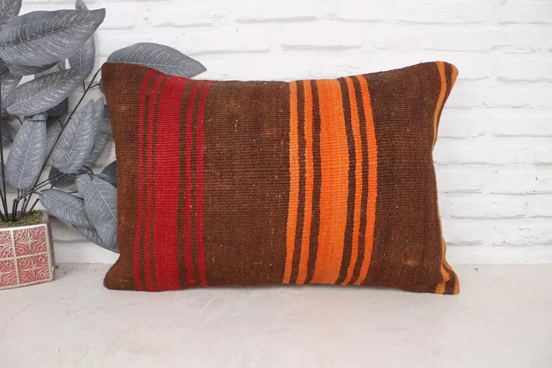 Boho Pillow Sham Cover, Floor Pillow, Boho Chic Cushion, 16x24 Brown Cushion, Turkish Pillow, Shabby Chic Pillow Cover, Cushion, Boho Pillow - 1