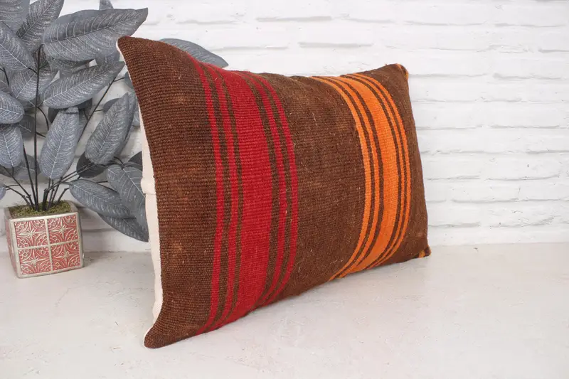 Boho Pillow Sham Cover, Floor Pillow, Boho Chic Cushion, 16x24 Brown Cushion, Turkish Pillow, Shabby Chic Pillow Cover, Cushion, Boho Pillow - 3