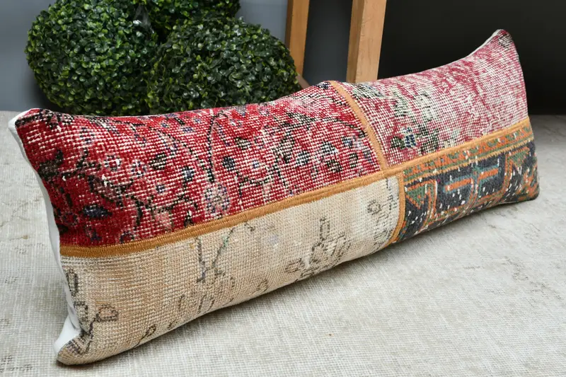 Kilim Pillow Cover, Boho Pillow Sham Cover, Pillow, 12x36 Red Pillow Sham, Bohemian Cushion Cushion Cover, Pillow for Couch - 7