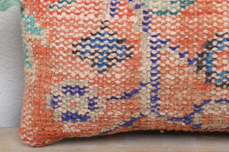 Pattern Throw Pillow Sham, Antique Pillows, Sofa Pillow, Boho Pillow Sham Cover, Vintage Kilim Throw Pillow, Pillow Case, 8x16 Orange Pillow - 3
