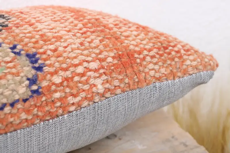 Pattern Throw Pillow Sham, Antique Pillows, Sofa Pillow, Boho Pillow Sham Cover, Vintage Kilim Throw Pillow, Pillow Case, 8x16 Orange Pillow - 6