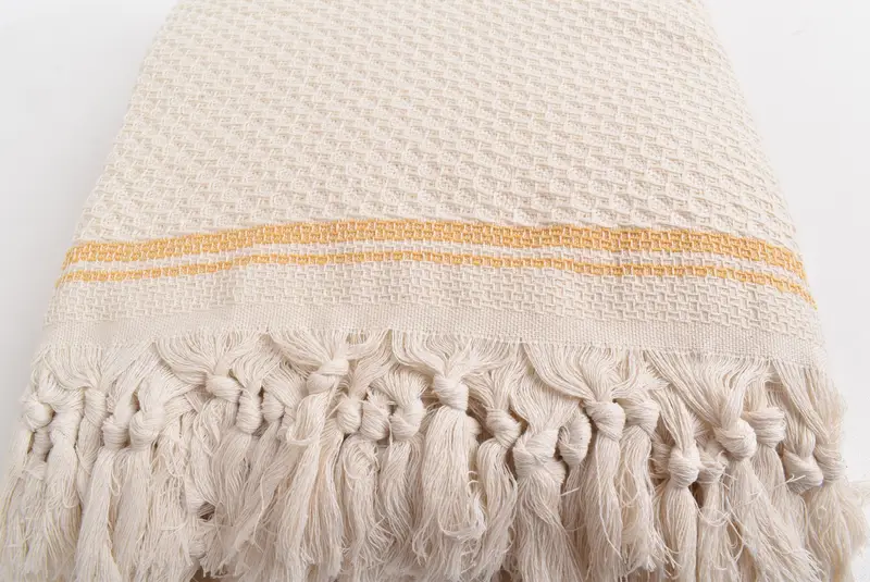 Woven Blanket, Couch Cover, Decorative Bedspread, Custom Wedding Gifts, Turkish Tablecloth, 94x92 Cotton Striped Towel, Turkish Blanket - 5