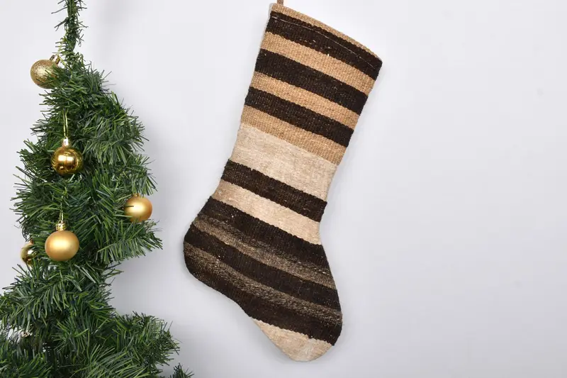 Noel Süsleri Deseni, 7 İnç Benzersiz Tatil Çorabı