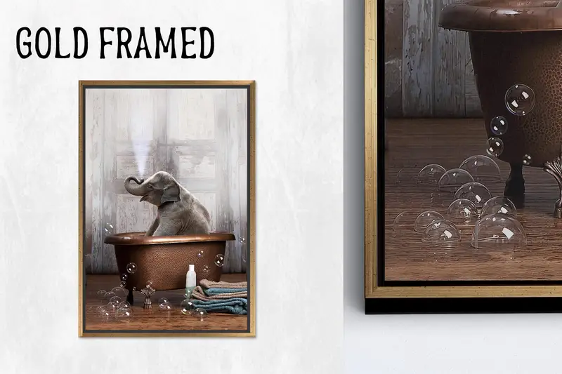 Zarif Fil Banyo Kanvası: Benzersiz Dekor için Basılı Sanat