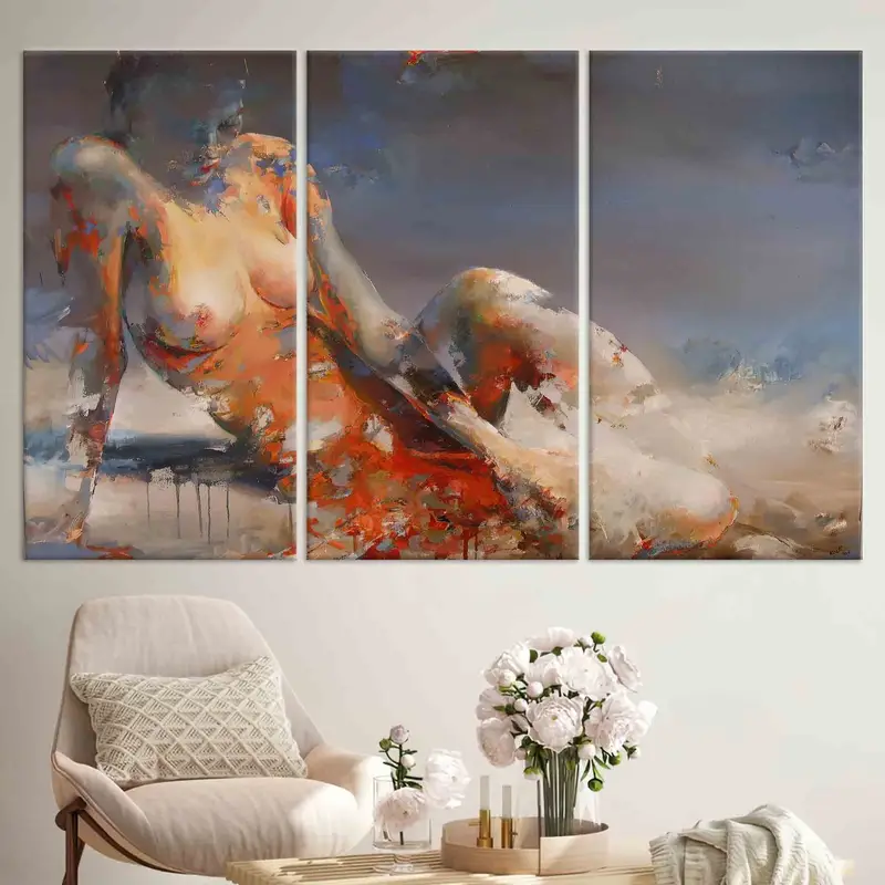 Naked Woman Painting Print, Sexy Woman Canvas, Erotic Woman Wall Art, Nude Woman Print, Sensual Woman, Bedroom Wall Decor, Mature Canvas, - 2