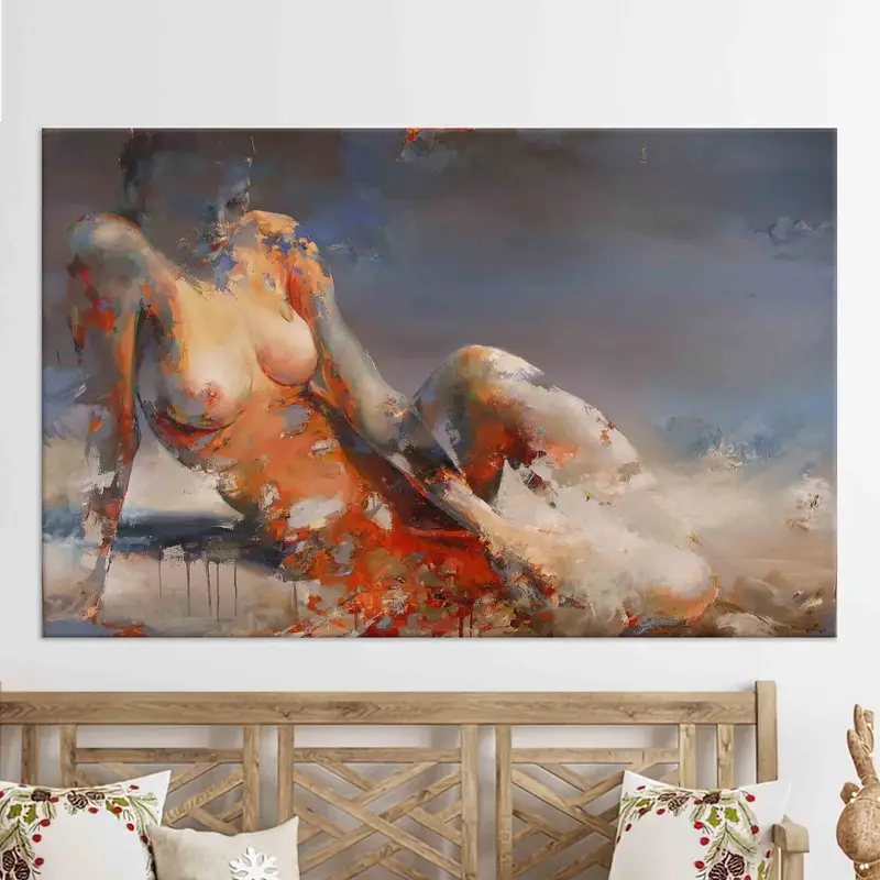 Naked Woman Painting Print, Sexy Woman Canvas, Erotic Woman Wall Art, Nude Woman Print, Sensual Woman, Bedroom Wall Decor, Mature Canvas, - 8
