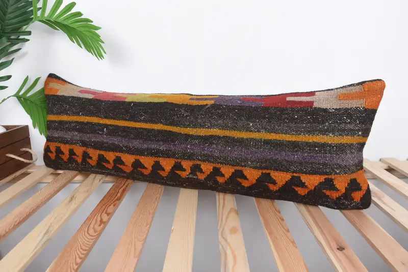 12x36 Brown Cushion Cover, Boho Chic Pillow Case, Interior Designer Pillow, Ethnical Kilim Rug Pillow, Turkish Kilim Pillow, Cushion Cover - 5