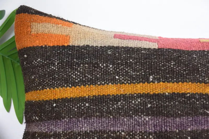 12x36 Brown Cushion Cover, Boho Chic Pillow Case, Interior Designer Pillow, Ethnical Kilim Rug Pillow, Turkish Kilim Pillow, Cushion Cover - 2