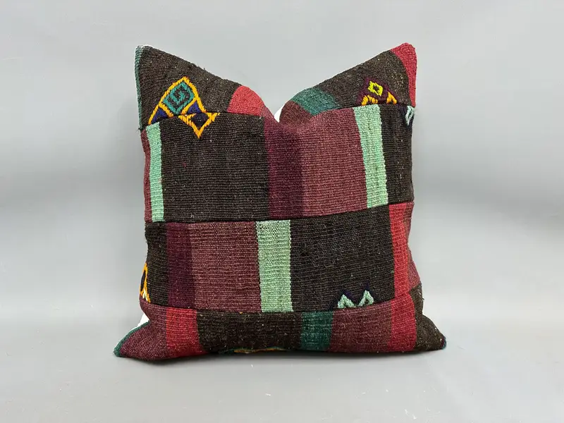 Pillow for Sofa, Pillow Case, Handmade Kilim Cushion, Boho Pillow Sham Cover, Car Pillow Sham, Accent Throw Cushion Case, 24x24 Purple Pillow Sham - 1