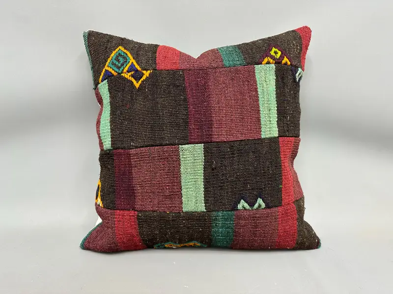 Pillow for Sofa, Pillow Case, Handmade Kilim Cushion, Boho Pillow Sham Cover, Car Pillow Sham, Accent Throw Cushion Case, 24x24 Purple Pillow Sham - 4