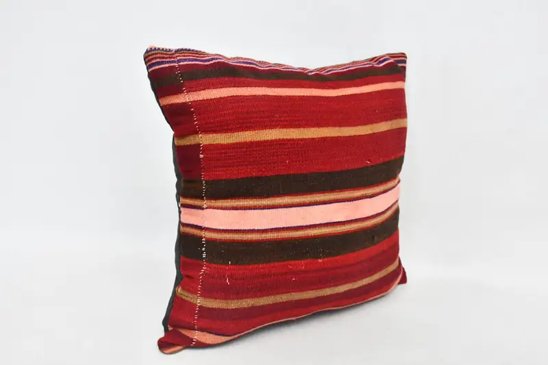 Vintage Kilim Throw Pillow, Turkish Pillow, Boho Chic Pillow Sham, Home Decor Pillow, Garden Pillow Case, 20x20 Red Pillow Sham, Cushion Case - 3