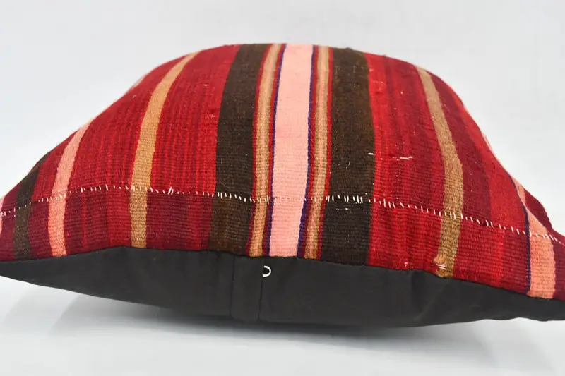 Vintage Kilim Throw Pillow, Turkish Pillow, Boho Chic Pillow Sham, Home Decor Pillow, Garden Pillow Case, 20x20 Red Pillow Sham, Cushion Case - 6