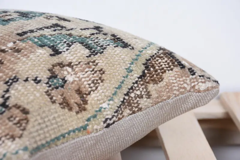 Turkish Kilim Pillow, 12x12 Beige Cushion Case, Vintage Kilim Pillow, Boho Pillow Sham Cover, Cushion, Retro Pillow Cover - 7