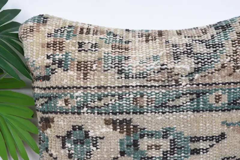 Turkish Kilim Pillow, 12x12 Beige Cushion Case, Vintage Kilim Pillow, Boho Pillow Sham Cover, Cushion, Retro Pillow Cover - 2