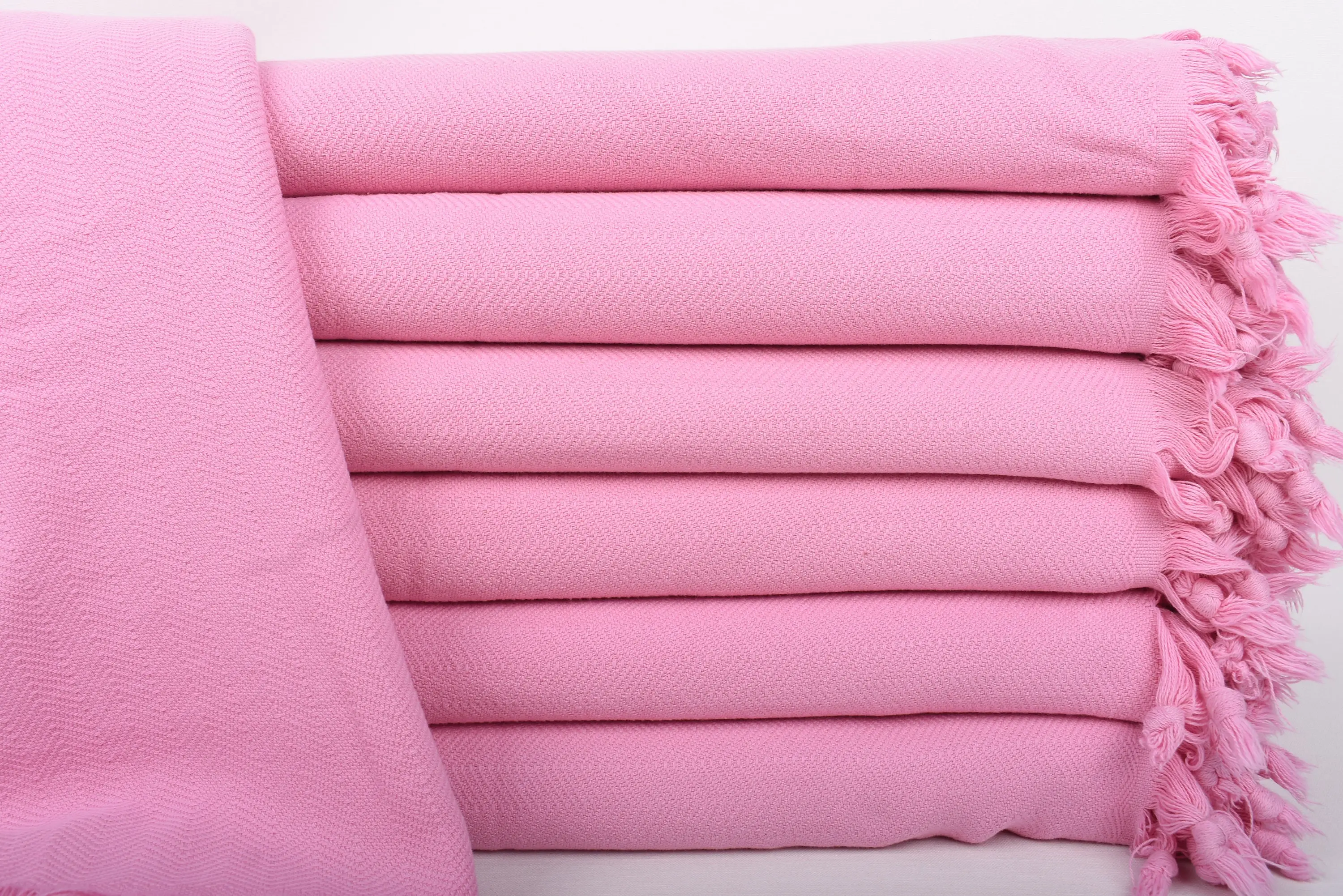 Monogram Pink Stonewashed Chevron Throw, 87x69 Inches, Organic Cotton - 1