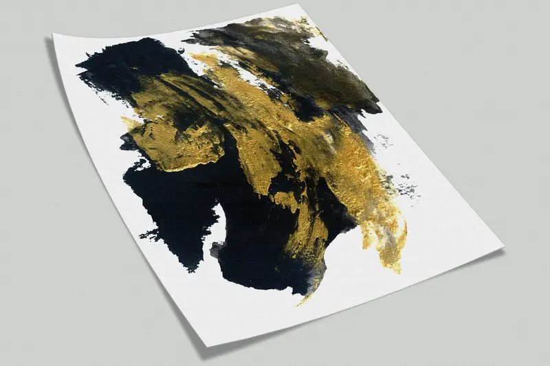 Black And Gold Brush Effect, Gold Wall Decor, Contemporary Wall Mural, Abstract Marble Wall Decor, Modern Wall Painting, - 8