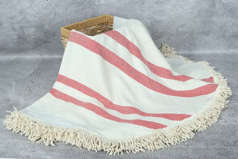 Fouta towel, Valentines Day Gift For Him, Travel Towel, 64x64 Cotton Round Diamond Towel, Handwoven Turkish bath towel, Bath towel, Beach Towel Gift - 6