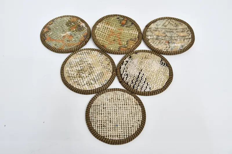 Bohemian Round Coasters, Beige and Brown Unique Coasters