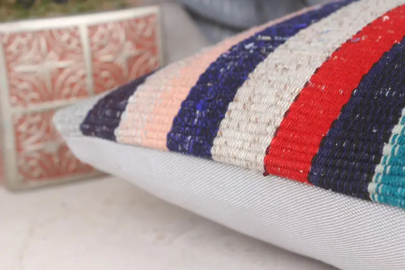 Vintage Pillow, Ethnic Throw Pillow Case, Cushion Cover, 12x12 Blue Pillow Case, Bed Pillow Cover, Kilim Pillow, Kilim Cushion Sham - 7