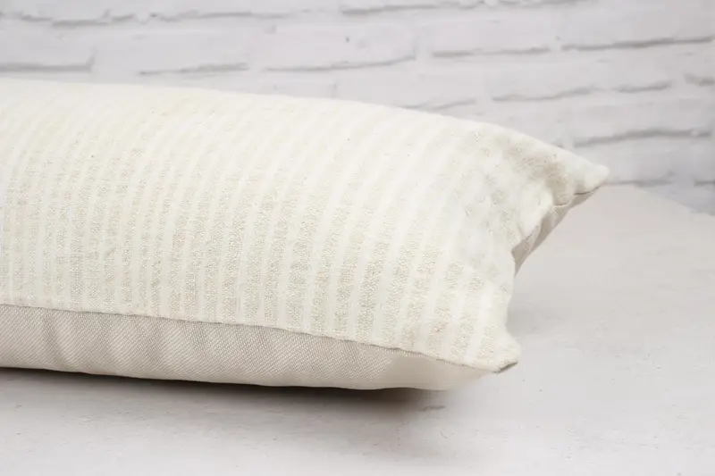Turkish Kilim Pillow, 12x48 White Cushion Cover, Handmade Kilim Cushion, Boho Pillow Sham Cover, Pillow Sham, Boho Throw Cushion Cover - 6