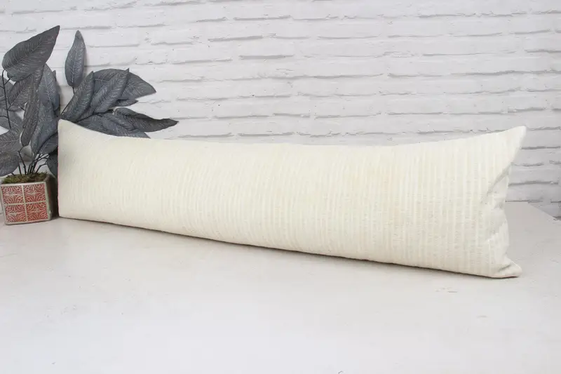 Turkish Kilim Pillow, 12x48 White Cushion Cover, Handmade Kilim Cushion, Boho Pillow Sham Cover, Pillow Sham, Boho Throw Cushion Cover - 4