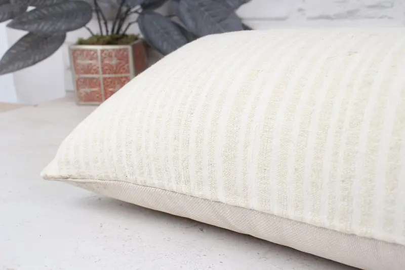 Turkish Kilim Pillow, 12x48 White Cushion Cover, Handmade Kilim Cushion, Boho Pillow Sham Cover, Pillow Sham, Boho Throw Cushion Cover - 7
