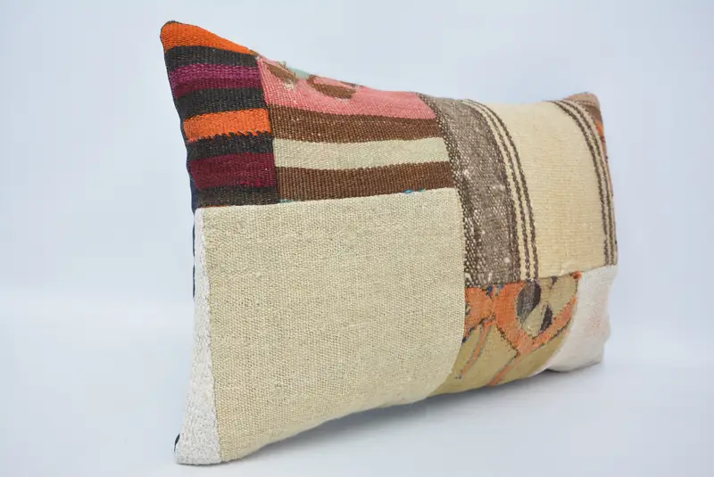 Farmhouse Cushion Case, Kilim Pillow, Accent Cushion, 16x24 Beige Pillow Case, Boho Throw Cushion, Turkish Pillow, Pillow, Vintage Pillow - 3