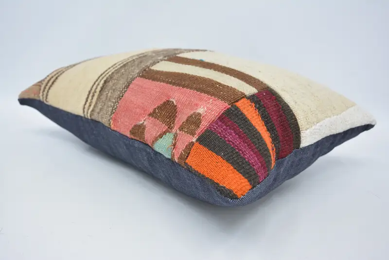 Farmhouse Cushion Case, Kilim Pillow, Accent Cushion, 16x24 Beige Pillow Case, Boho Throw Cushion, Turkish Pillow, Pillow, Vintage Pillow - 6