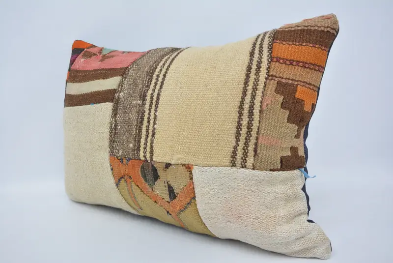 Farmhouse Cushion Case, Kilim Pillow, Accent Cushion, 16x24 Beige Pillow Case, Boho Throw Cushion, Turkish Pillow, Pillow, Vintage Pillow - 4