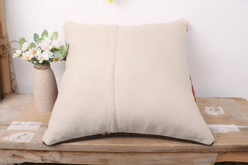Pillow Sham, Gift Pillow, 16x16 Red Pillow Cover, Tapestry Pillow Cover, Authentic Cushion, Home Decor Pillow, Boho Pillow - 7