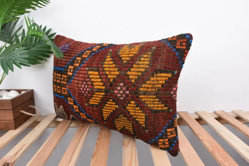 Outdoor Patio Pillow Cover, Cushion Case, Pillow for Sofa, 16x24 Red Pillow Case, Home Decor Pillow, Boho Pillow Sham Cover - 5