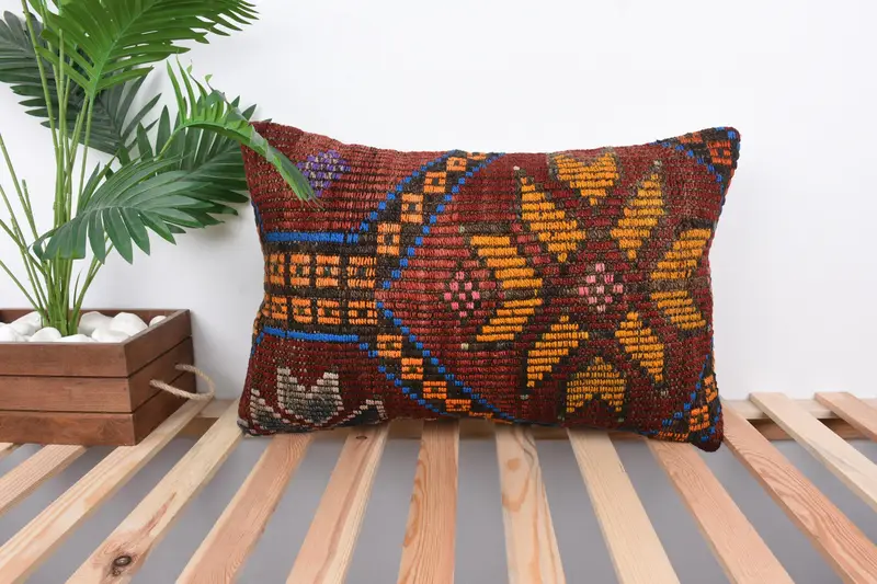 Outdoor Patio Pillow Cover, Cushion Case, Pillow for Sofa, 16x24 Red Pillow Case, Home Decor Pillow, Boho Pillow Sham Cover - 1