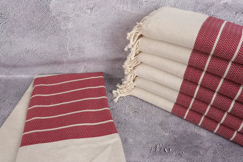 Grandma Gift, Fringed Turkish peshtemal beach towel USA, 68x40 Linen Zig zag Towel, Lightweight towel, Best Friend Gift, Bachelorette Party Favors - 2