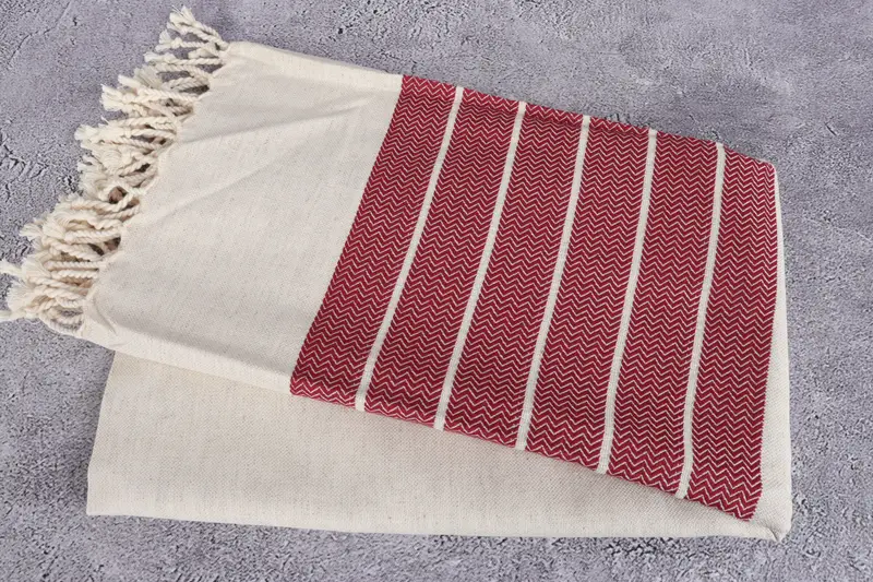 Grandma Gift, Fringed Turkish peshtemal beach towel USA, 68x40 Linen Zig zag Towel, Lightweight towel, Best Friend Gift, Bachelorette Party Favors - 6
