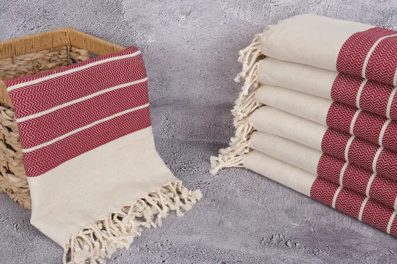 Grandma Gift, Fringed Turkish peshtemal beach towel USA, 68x40 Linen Zig zag Towel, Lightweight towel, Best Friend Gift, Bachelorette Party Favors - 3
