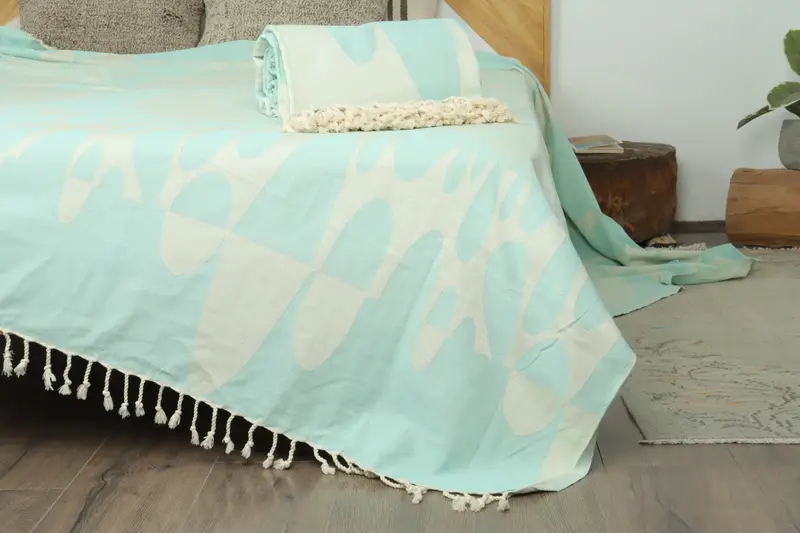 Bedspread, 100x80 Cotton Turtle Design Towel, Personalized Gifts, Personalized Gift For Her, Large Beach Towel Personalized, Custom Blanket - 7
