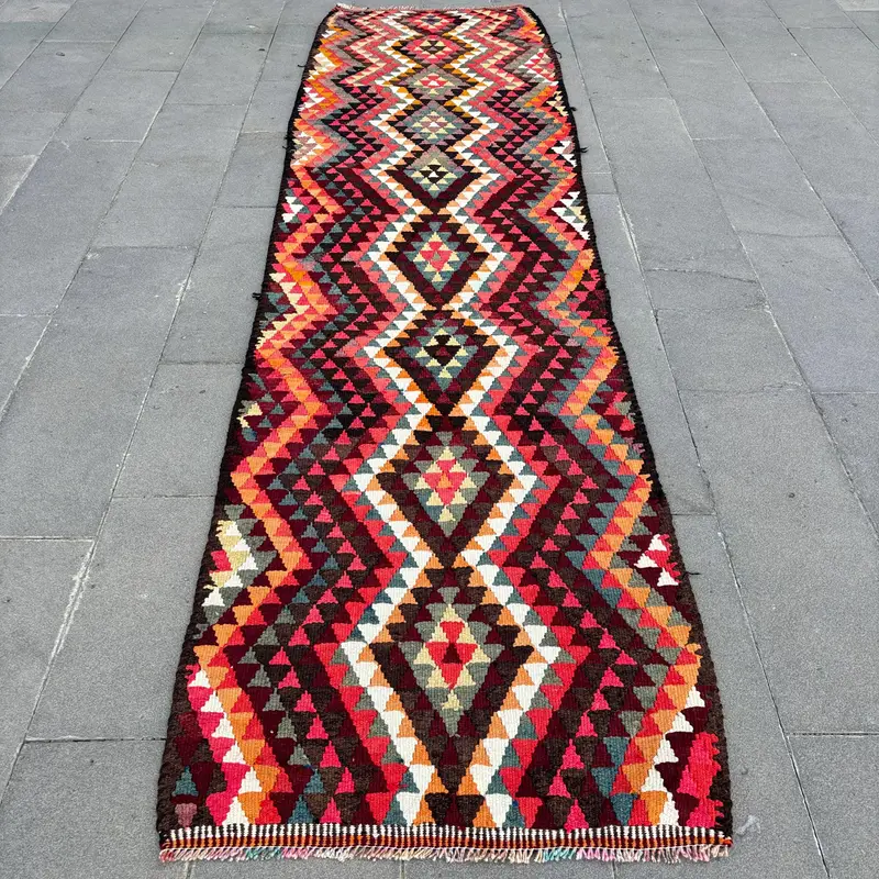 Purple & Brown Polka Dot Rug, 3x11.7 ft Chic Decor