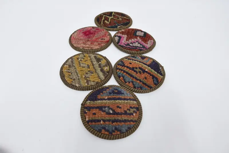 Non-Slip Orange and Brown Coasters, Unique Hand Crafted Coasters