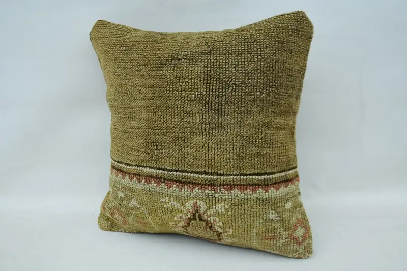Car Cushion Case, Pillow Sham, Handmade Kilim Cushion, Pillow for Sofa, Art Deco Pillow Cover, Boho Pillow Sham Cover, 14x14 Brown Cushion Case - 3