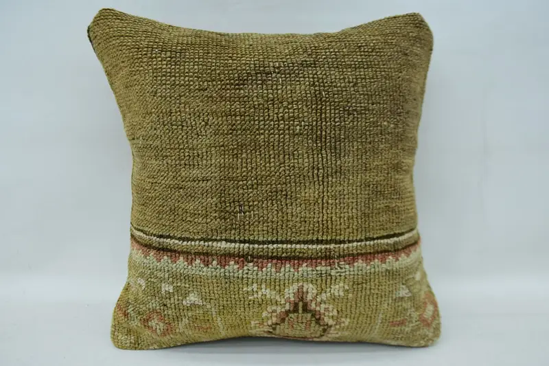 Car Cushion Case, Pillow Sham, Handmade Kilim Cushion, Pillow for Sofa, Art Deco Pillow Cover, Boho Pillow Sham Cover, 14x14 Brown Cushion Case - 1
