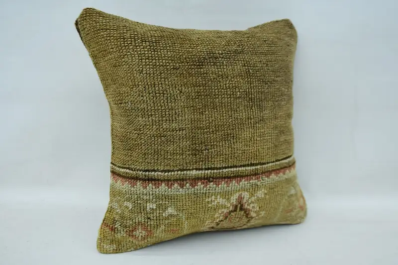 Car Cushion Case, Pillow Sham, Handmade Kilim Cushion, Pillow for Sofa, Art Deco Pillow Cover, Boho Pillow Sham Cover, 14x14 Brown Cushion Case - 2