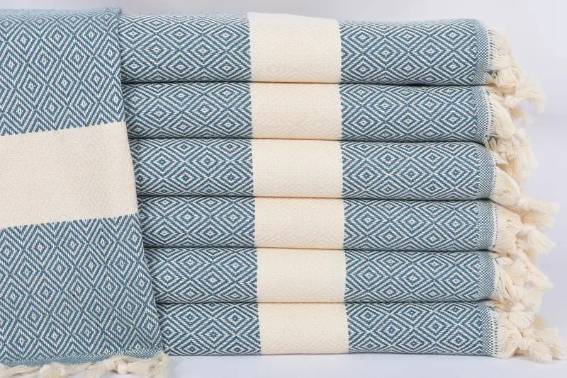 Personalized Turkish Cotton Blue Diamond Dish Towel, 36x20 Inches