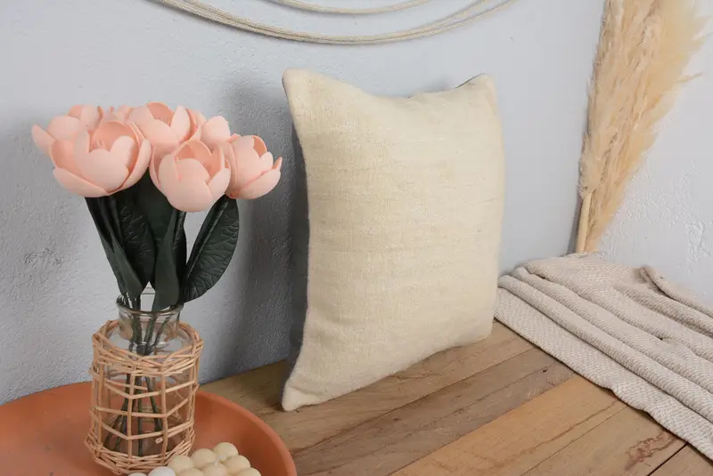 Almohada de tiro bordada del suroeste hecha a mano, almohada de lino vintage de 16x16